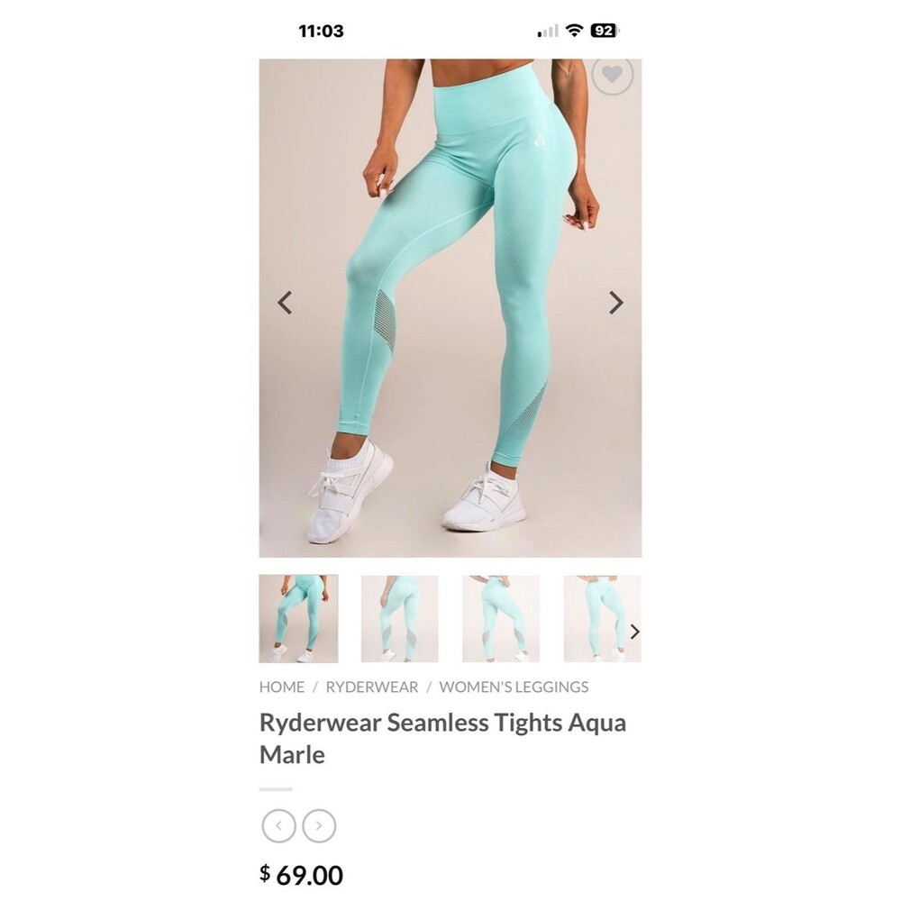 Ryderwear Seamless Tights Sz. Medium NWT Aqua Marle